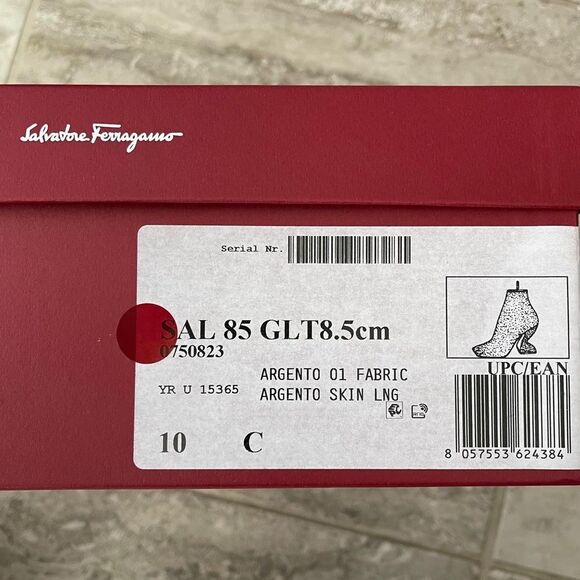 Salvatore Ferragamo Glitter Sculptural-Heel Zip Booties, New, Size 10 - Picture 15 of 16